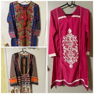 One kurti new with tag and two 3 pcs dresses.